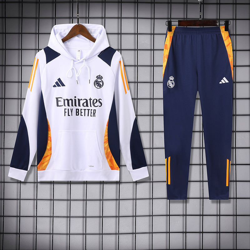 Real Madrid 2024-25 White Hoodie Suit